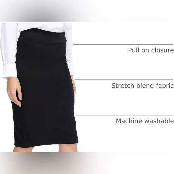 Black Pencil Skirt | Classic Work Office Midi Stretch 🖤 - Picture 6 of 11